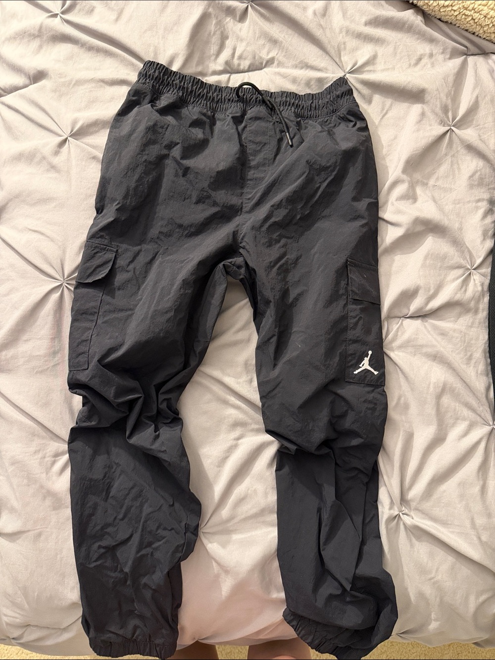 Jordan Black Cargo Track Pants with White Jumpman